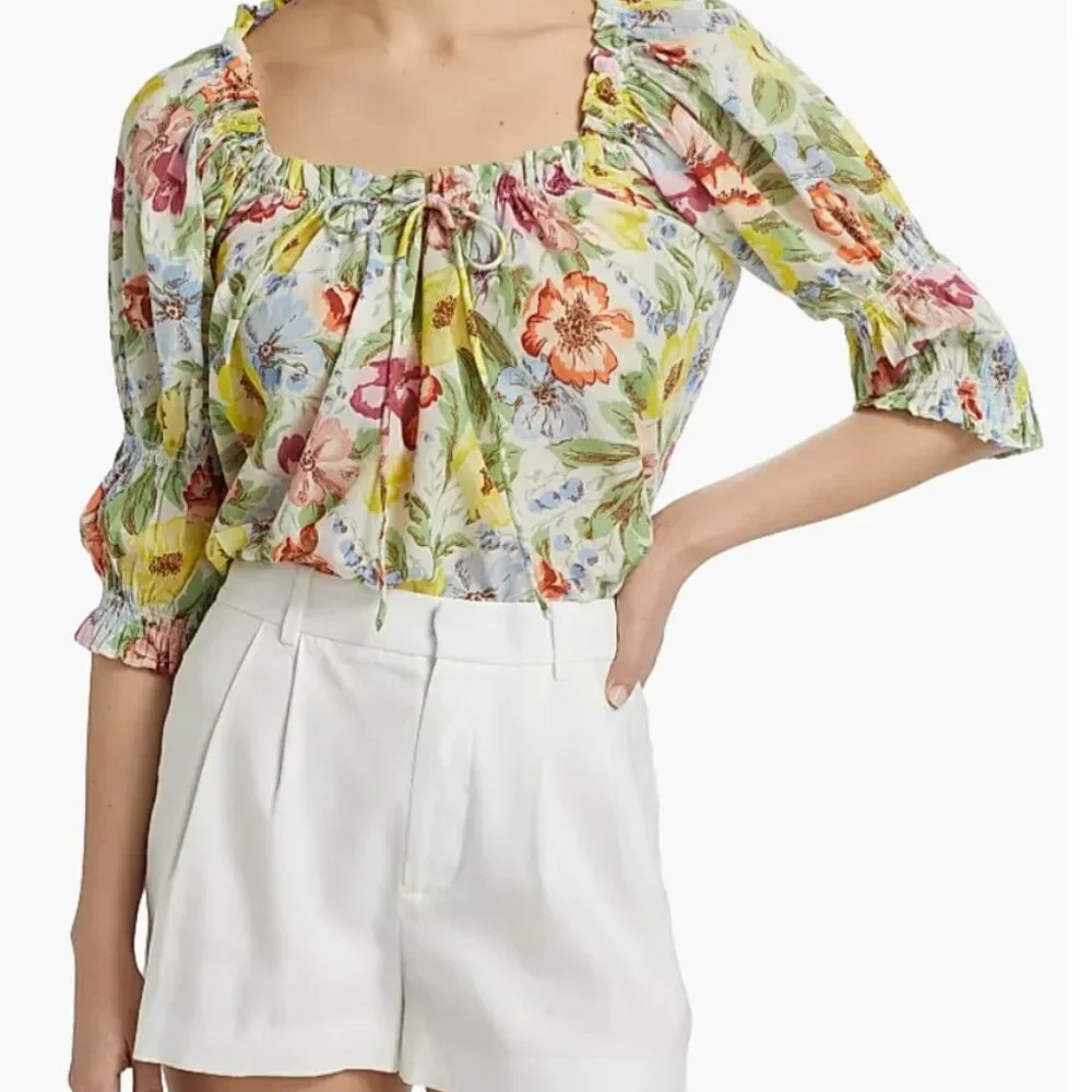 Doen Inez Floral Cotton Top - Sz L NWT - Picture 3 of 7